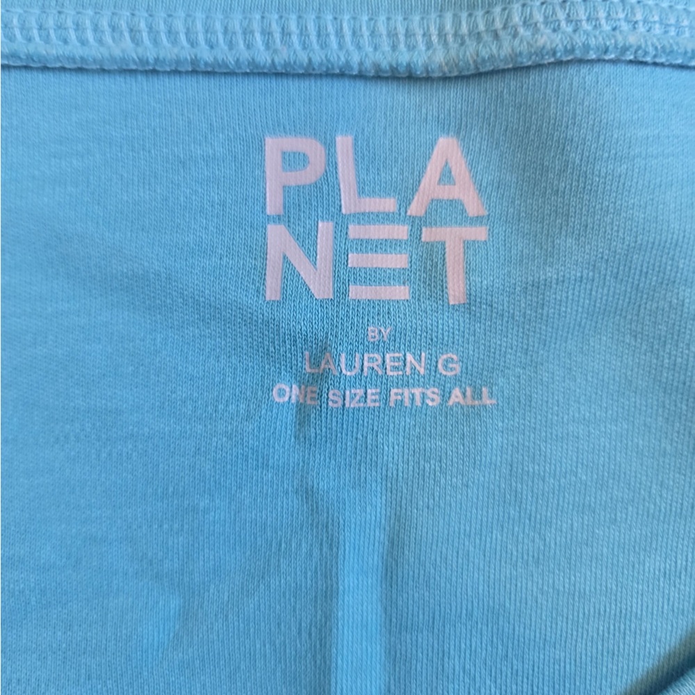Planet by Lauren G Blue Turquoise V-Neck Boxy Baggy Loose Fit Women's Top - Picture 3 of 5